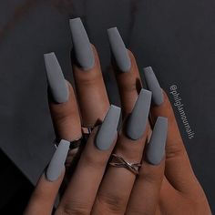 Plain Acrylic Nails, Solid Color Acrylic Nails, Nails Plain, Burgundy Acrylic, Burgundy Acrylic Nails, Grey Matte Nails, Matte Acrylic Nails, Grey Acrylic Nails