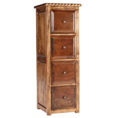 a tall wooden cabinet with four drawers on the bottom and one drawer in the middle