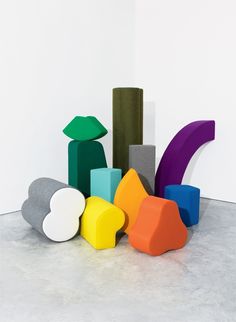 a group of colorful blocks sitting next to each other