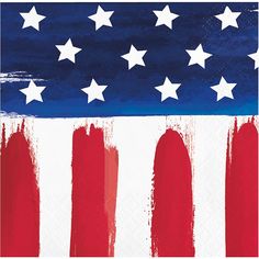 an american flag painted with red, white and blue paint