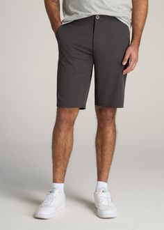 American-Tall-Men-All-Day-Shorts-Anthracite-Mix-front Golf Athletic Shorts With Built-in Liner, Cotton Golf Bottoms With Built-in Shorts, Cotton Bottoms With Built-in Shorts For Golf, Casual Summer Golf Bottoms, Summer Golf Bottoms Short Length, Summer Golf Bottoms Short, Summer Golf Bottoms In Short Style, Golf Bottoms With Built-in Shorts In Cotton, Gray 4-way Stretch Short Bottoms