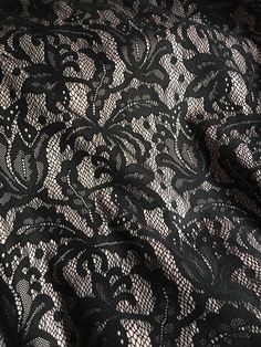 "BLACK and PINK lace fabric, AMAZING the quality of this! It is an actual black lace bonded to a pink knit poly, good amount of give to the fabric and SO pretty.  GREAT for grad or prom gowns. Listing is for 1 yard, width of the black lace portion is 61\", the pink extends another 1\" or so on either edge.  Only what is listed More lace, stretch lace, appliques, flowers, leaves and other lovelies located here: LACES: http://www.etsy.com/shop/MaryNotMartha?section_id=6414105 STRETCH LACES: http://www.etsy.com/shop/MaryNotMartha/search?search_query=STRETCH+LACE&search_submit=&search_type=user_shop_ttt_id_5464080&shopname=MaryNotMartha APPLIQUES: http://www.etsy.com/shop/MaryNotMartha?section_id=6358724 BUTTONS: http://www.etsy.com/shop/MaryNotMartha?section_id=6414100 MILLINERY FLOWERS: http Middle School Prom Dresses, Grad Gowns, Dressy Cocktail Dress, Modest White Dress, Graduation Robes, Short Strapless Prom Dresses, Black Lace Fabric, Designer Cocktail Dress, Embroidered Lace Fabric