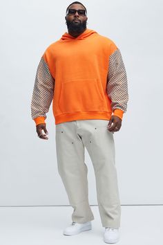 Available In Orange. Hoodie Long Sleeve Kangaroo Pocket Tapestry Detail Disclaimer: Pattern Placement May Vary. Body/Hood: 50% Cotton 50% Polyester Sleeve: 100% Polyester Imported | Mens Off The Grid Hoodie in Orange size Medium by Fashion Nova Mens Fleece, Orange Fashion, Off The Grid, Long Sleeve Hoodie, Fashion Nova, Orange, Long Sleeve