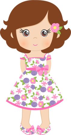 Spring Clipart, Pola Sulam, Drawing Cartoon, Cute Clipart, Kids Clipart, Cartoon Girl, Foam Crafts, Felt Dolls, Cute Images