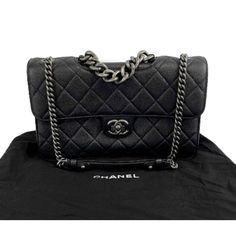 Chanel - New Goatskin Large Perfect Edge Flap Bag Black Description Circa 2015/2016 Single Chain-Link Top Handle Partial Leather & Chain-Link Shoulder Strap Signature Interlocking Cc Turn-Lock Fastening Internal Zip-Fastening Pocket Internal Button Flap Measurements Width: 12 In / 30.48 Cm Height: 7.5 In / 19.05 Cm Depth: 2 In / 5.08 Cm Strap Drop: 14 In / 35.56 Cm Handle Drop: 3 In / 7.62 Cm Details Made In: Italy Color: Black Accessories: Dust Bag, Care Card, Authenticity Card Material: Caviar High-end Bags With Cc Turnlock Closure And Double Flap, Formal Soft Leather Bag With Double Flap, Black Double Flap Bag For Daily Use, Black Leather Double Flap Bags, Black Double Flap Bag For Business, Black Double Flap Business Bag, Black Double Flap Bag For Office, Black Double Flap Office Bag, High-end Leather Bags With Double Flap