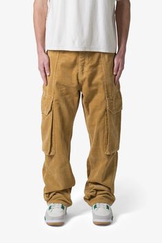 Corduroy Cargo Pants - Khaki | mnml | shop now Baggy Corduroy Cargo Pants, Fall Corduroy Cargo Pants For Streetwear, Baggy Corduroy Bottoms With Side Pockets, Corduroy Utility Cargo Pants For Fall, Utility Corduroy Cargo Pants For Fall, Relaxed Fit Corduroy Bottoms With Pockets, Utility Corduroy Pants With Pockets, Streetwear Corduroy Cargo Pants, Corduroy Cargo Pants For Streetwear