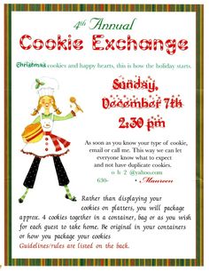 an advertisement for the annual cookie exchange