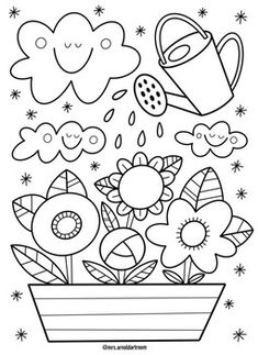 Your students will love this coloring page! Creative Crafts For Kids, Spring Coloring Sheets, April Art, Free Kids Coloring Pages, Space Coloring Pages, Monster Coloring Pages, Preschool Coloring Pages, Spring Coloring Pages, Summer Coloring Pages