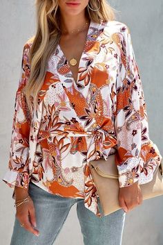 True to Size 97% Rayon and 3% Spandex Hand Wash Cold, Dry Flat Wide Sleeves Removable Waist Tie Open Front Side Slit No Closures Not Lined Embrace Fall vibes in the Orange Floral Wrap Kimono Blouse in papaya orange that features an open front. Size: Small: 4-6 Medium: 8-10 Large:12-14 X-Large: 16-18 Kimono Floral, Kimono Blouse, Knotted Blouse, Global Dress, Form Fitting Dress, Floral Wraps, Kimono Dress, Kimono Sleeve, Beautiful Blouses