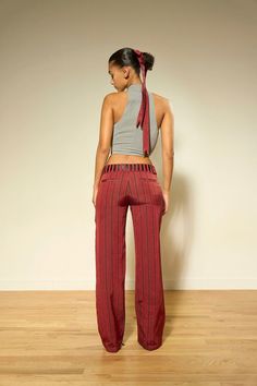 Silk Spindle Pant in Cardinal Silk Wide Leg Bottoms With Belt Loops, Chic Red Silk Bottoms, Silk Wide Leg Pants With Belt Loops, Wide Leg Silk Pants With Belt Loops, Silk Trousers With Belt Loops, Belted Fitted Wide-leg Pants, Fitted Silk Wide Leg Pants For Summer, Fitted Belted Wide-leg Pants, Fitted Wide-leg Belted Pants