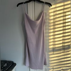 Nwt Lavender Cowl Neck Dress Chic Mauve Mini Dress For Date Night, Mauve Mini Dress For Spring Date Night, Mauve Mini Dress For Summer Evenings, Purple Slip Dress For Spring, Mauve Mini Dress For Date Night, Mauve Mini Dress For Night Out, Mauve Dress For Night Out In Spring, Lavender Sleeveless Mini Dress For Evening, Mauve Sleeveless Mini Dress For Date Night