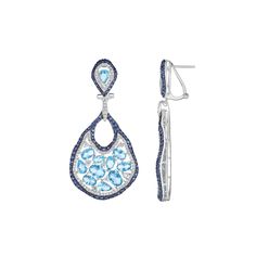 Designed with shimmering blue and white cubic zirconia stones, these sterling silver teardrop earrings offer eye-catching style. Click on this JEWELRY & WATCHES GUIDE to learn about fit, styles, materials and more!EARRING DETAILS Length: 2.24 in. Backings: omega Metal: sterling silver Plating: black & white rhodium Packaging: boxed CUBIC ZIRCONIA DETAILS Total weight: 14 3/4 ct. Shape: round, oval, pear Setting: prong Gemstones may have been treated to enhance their appearance. Special care may Blue Teardrop-shaped Jewelry With Diamond Accents, Blue Teardrop Jewelry With Diamond Accents, Elegant Teardrop Multi-stone Earrings, Elegant Blue Diamond Earrings With Pave Setting, Blue Teardrop Diamond Earrings, Teardrop Cubic Zirconia Jewelry With Gemstone Accents, Sterling Silver Multi-stone Evening Jewelry, Sterling Silver Multi-stone Jewelry For Evening, Teardrop Blue Topaz White Gold Jewelry