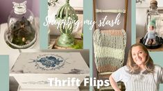 there is a collage of photos with different things in them and the caption says, shopping my stash thrift flips