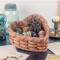 Heart Shaped Counter Basket | Small Amish Candy & Trinket Basket Giant Easter Basket, Natural Easter Basket, May Basket, Small Wicker Basket, Large Easter Basket, May Baskets, Gardening Gift Baskets, Weaving Craft, Handwoven Baskets