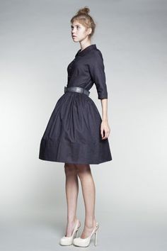 adorable shirtwaist dress Workwear Dress With Pleated Waist And Full Skirt, Full Skirt Dress With Pleated Waist For Work, Classic Knee-length Vintage Dress For Work, Cotton Dresses For Workwear With Full Skirt, Cotton Full Skirt Dress For Work, Cotton Workwear Dresses With Full Skirt, Classic Full Skirt Daywear Dress, Classic Full Skirt Dress For Daywear, Classic Daywear Dress With Full Skirt