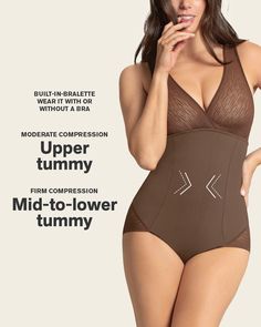 This shaper bodysuit has double-layered power, made of soft fabric and an inner layer of our trademark PowerSlim® fabric for firm compression to sculpt your torso for an hourglass effect. The criss-cross cups are designed for comfort, made of a sheer striped version of our signature SmartLace® for support without too much structure. An elasticated underbust band gives super support. The bottom is also made of SmartLace®, designed for a no-show, no-flattening look with a ruched center seam for a Sheer Bralette, Legging Sport, Body Shapers, Sport Running, Active Wear Leggings, Double Layer, Bralette, Soft Fabrics, Leggings