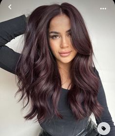 Bordeaux Hair Color, Black Plum Hair, Hot Purple Hair, Plum Hair Colour, Hair Ideas Dyed, Burgundy Purple Hair, Plum Black Hair, Plum Purple Hair