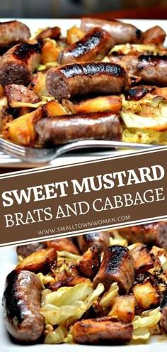 sweet mustard brats and cabbage with sausage