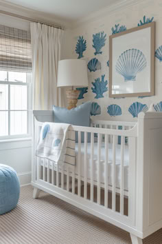 nursery decor, nursery ideas, beach house nursery, ocean-themed nursery, Vintage Coastal Nursery, Unisex Baby Nursery Ideas, Spongebob Nursery, Coastal Nursery Girl, Lilly Nursery, Beach Nursery Theme, Nursery Beach Theme, Ocean Nursery Ideas, Seashell Nursery