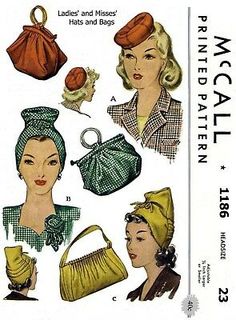 1940s Hats, Patron Vintage, Fabric Sewing Patterns, Hat Patterns To Sew, Vintage Millinery, Vintage Dress Patterns, Unique Hats, Bag Fabric, Millinery Hats