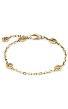 GUCCI Interlocking G 18k bracelet YBA629904001 Repurposed as delicate charms, the Interlocking G enriches a yellow gold chain bracelet. Gaining notoriety in the 1960s, the emblematic logo is representative of Founder Guccio Gucci's initials and has since been reintroduced in a variety of form... Laurent Ferrier, Diamond Accessories, Timeless Watches, Gold Chain Bracelet, Cushion Diamond, Square Diamond, Gold Bracelet Chain, Yellow Gold Chain, Princess Diamond