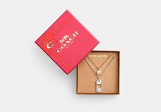 Plated brass glass and cubic zirconia Lobster clasp closure Heart charm: 1/2 (L) Tag charm: 1 (L) Adjustable 16–18 (L) Style No. CY113 Sling Bag Mini, Friendship Necklace, Lock It, Heart Lock, Heart Tag, Coach New York, Friendship Necklaces, Coach Outlet, Gold Heart