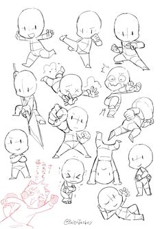 various poses and expressions for cartoon character design