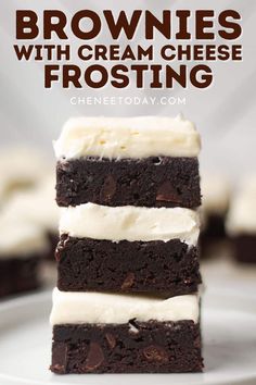 Homemade Chocolate Fudge Brownies with Cream Cheese Frosting! This recipe is so easy and decadent! Its the best treat ever!