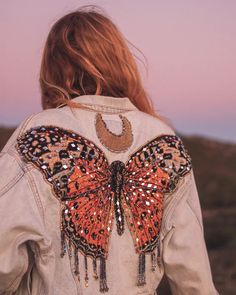 Celestial Butterfly Jacket Upcycled Made to Order - Etsy Australia Celestial Butterfly, Butterfly Jacket, Butterfly Blanket, Beaded Butterfly, Order Design, Limited Run, Denim Color, Look Vintage