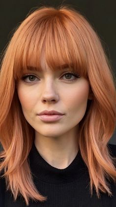 Edgy 39 Copper Peach Hair Color Ideas Ideas for 39 Copper Peach Hair Color Ideas for Straight Hai... Fembot Hair, Copper Peach Hair, Short Auburn Hair, Peach Hair Color, Copper Hair Color Ideas, Peach Hair Colors, Hair Goal, Peach Hair, Medium Curly