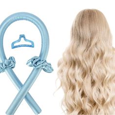 New Heatless Curling Rod 4 Piece Headband In Blue. For Long Hair Overnight Curl Wrap Heatless Hair Kit. Lazy Hair Curler Come With 1 Curling Rod, 2 Scrunchies, And 1 Hair Clip. Directions Are Included For Bouncy Curly Hair Without Heat. Set Can Sleep In Overnight, Satin Curl Ribbon Hair Wrap With Scrunchie And Hair Clips To Get Natural Waves. Curly Hair Without Heat, Curl Wrap, Hair Heatless Curls, Bouncy Curly Hair, Curlers For Long Hair, Heatless Curling Rod, Lazy Hair, Hair Overnight, Heatless Curling