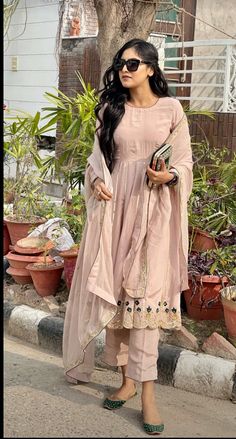 Bani Sandhu Suits, Punjabi Frock Suit, Bani Sandhu, Dresses With Bows, Baani Sandhu, Frock Ideas, Long Frocks For Girls, Simple Suits