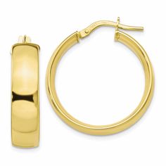 10k Yellow Gold Polished Hoop Earrings Yellow Earrings, Yellow Gold Earring, Gold Polish, Fine Jewellery Earrings, Gold Hoop Earrings, High Quality Jewelry, 10k Gold, Earring Gifts, Jewelry Stores