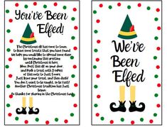 two christmas bookmarks with the words, you've been elfed and we're