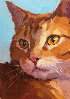 an oil painting of a cat with yellow eyes and whiskers on it's head