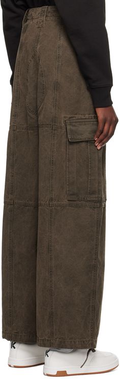 Cotton canvas cargo pants. Fading throughout. · Paneled construction · Belt loops · Two-pocket styling · Cargo pocket at outseams · Drawstring at cuffs Supplier color: Taupe Brown Military Style Pants With Pockets, Military Style Brown Pants With Pockets, Brown Military Pants With Pockets, Utility Cargo Skirt With Pockets, Utility Cargo Skirt With Pockets For Work, Military Style Brown Bottoms With Pockets, Utility Cargo Skirt With Patch Pockets For Work, Utility Style Cotton Cargo Skirt With Pockets, Utility Cotton Cargo Skirt With Pockets