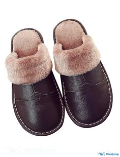 OrcaJump - Mens Brown PU Coffee and Black Winter Warm Fleece Slippers and Flip-Flops for the House Brown Indoor Slippers For Winter, Comfy Brown Winter Slippers, Winter Home Slippers, Cozy Brown Slippers For Winter, Cozy Winter Slippers For Leisure, Fleece Slippers, Men's Slippers, Warm Slippers, Brown Coffee