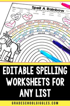 the editable spelling worksheets for any list