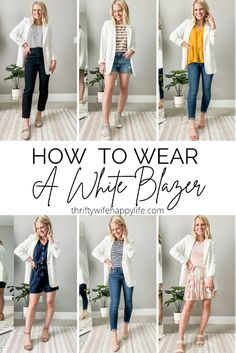 How to wear a white blazer Off White Blazer Outfit, White Blazer Outfit Casual, Blazer Looks For Women, White Blazer Outfit Work, Casual Blazer Outfit Women, White Blazer Work, How To Wear A White Blazer, White Jacket Outfit, White Blazer Outfits