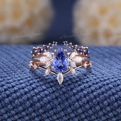 Engagement Rings With Blue Sapphire, Shappire Engagement Ring Blue, Wedding Rings Cinderella, Blue Wedding Rings Sets His And Hers, Engagement Rings For Him And Her, Water Inspired Engagement Ring, Unique Engagement Rings Sapphire Bridal Sets, Opal Sapphire Diamond Ring, Crown Engagement Ring Set