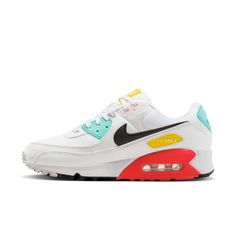 Nike Air Max 90 "White/Black/Pink Foam/Bright Crimson" Women's Shoe - Hibbett | City Gear Casual White Nike Air Max For Sports, White Nike Air Max Casual Sports Shoes, Casual Multicolor Nike Air Max With Air Cushioning, Casual Multicolor Nike Air Max With Cushioning, Casual Pink Nike Air Max For Sports, Multicolor Nike Air Max With Air Cushioning, Durable White Nike Air Max For Sports, Pink Nike Air Max For Light Sports, Sporty White Nike Air Max