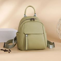 Stylish Green Mini Backpack for Everyday Use Mini Leather Backpack, Women Backpack Fashion, Knee High Boots Flat, Designer Backpack, Fashion Student, Pu Fabric, Handbags Casual, Daily Necessities, Practical Design