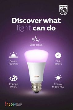 an advertisement for philips's new smart light bulb, which is designed to look like it