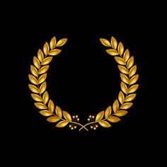 a gold laurel wreath on a black background