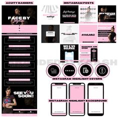 an image of a website design with pink and black colors