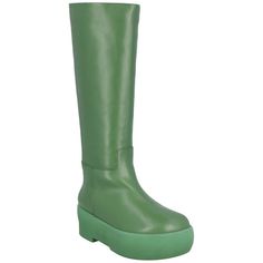 Size Selections Are European Color/Material: Green Leather Design Details: Platform Sole Slip-On Styling Smooth Leather Insole Rubber Sole 15.7in Heel 2.36in Platform 15.7in Shaft Made In Italy Leather Boots With Round Toe For Spring, Green Platform Boots In Synthetic Material, Spring Leather Platform Boots With Round Toe, Green Platform Boots With Synthetic Material, Green Synthetic Platform Boots, Green Platform Boots With Round Toe, Green Platform Boots For Spring, Spring Leather Boots With Rubber Sole, Green Boots With Rubber Sole For Spring