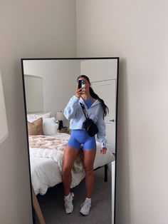 Casual Gym Outfit Style, Casual Outdoor Outfit Summer, Cute Gym Outfits Summer, Cute Work Out Outfits, Cute Fall Outfits With Shorts, Gym Summer Outfits, Casual Gym Outfits For Women, Gym Fits Aesthetic Oversized, Leisure Outfits Women