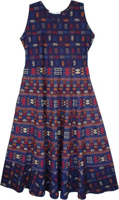 A gorgeous raw cotton dress that is its own kind and is an amazing boho style statement, this dark-hued dress is one to try this season! With its sleeveless style, it has an assorted display of geometric motifs all over.  The dress is made of cotton fabric and is thus very airy and good for summer. #tlb #Sleeveless #vacationclothing #Fall #Floral #Printed #bohemianfashion #BohemianDress Bohemian Multicolor A-line Sleeveless Dress, Multicolor Bohemian A-line Sleeveless Dress, Blue Bohemian Dress With Geometric Pattern, Sleeveless Cotton Festival Dress, Sleeveless Cotton Dress For Festival, Blue Bohemian Cotton Sleeveless Dress, Multicolor Bohemian Cotton Sundress, Bridesmaids Outfits, Purple Short Dress