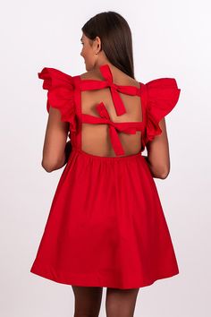 RUFFLE SLEEVE TIE BACK DRESS, RED – Girlhero Ruffle Shoulder Dress, Sorority Rush Dresses, Tie Back Dress, Winter Formal Dresses, Rush Dresses, Game Dresses, Crimson Red, Gameday Outfit, The Plan