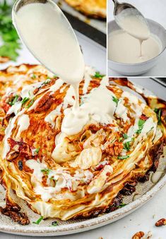 Simple yet flavorful Roasted Cabbage Steaks. A low-carb, healthy side dish or snack that's crispy on the outside and tender on the inside. Roasted Cabbage Steaks, Greek Yogurt Sauce, Steak In Oven, Oven Air Fryer, Healthy Side Dish